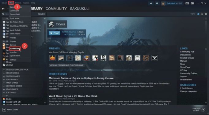 Access Steam Screenshot Folder 1